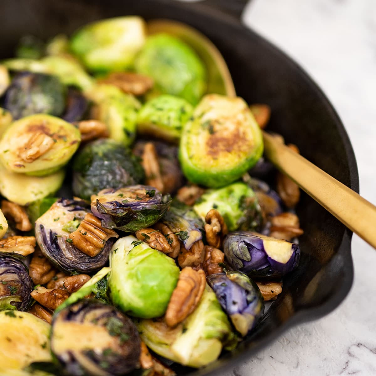 Maple pecan brussels sprouts