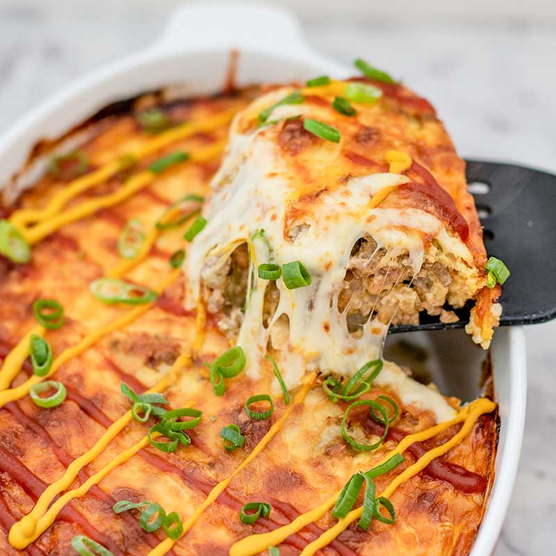 Keto Cheeseburger Casserole - easy baked recipe