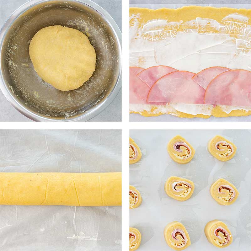 Keto Ham and Mayonnaise Scrolls Ingredients - gluten free cheesy snacks recipe