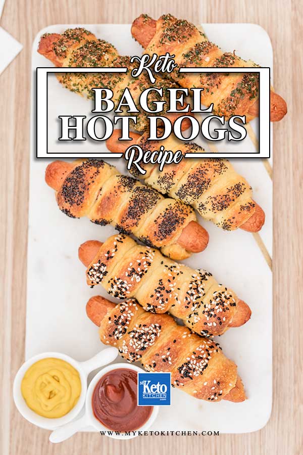 Low Carb Bagel Wrapped Hot Dogs - keto pretzel dogs recipe