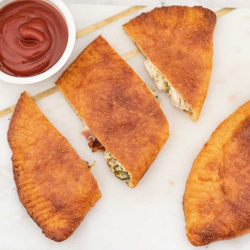 How to make Keto Chicken Bacon Calzones - folded pizza recipe