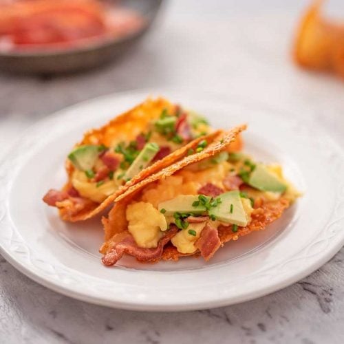 Keto Breakfast Tacos Recipe With Scrambled Eggs and Crispy Bacon