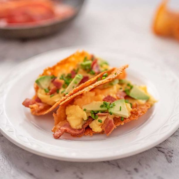 Keto Breakfast Tacos Recipe - With Scrambled Eggs and Crispy Bacon