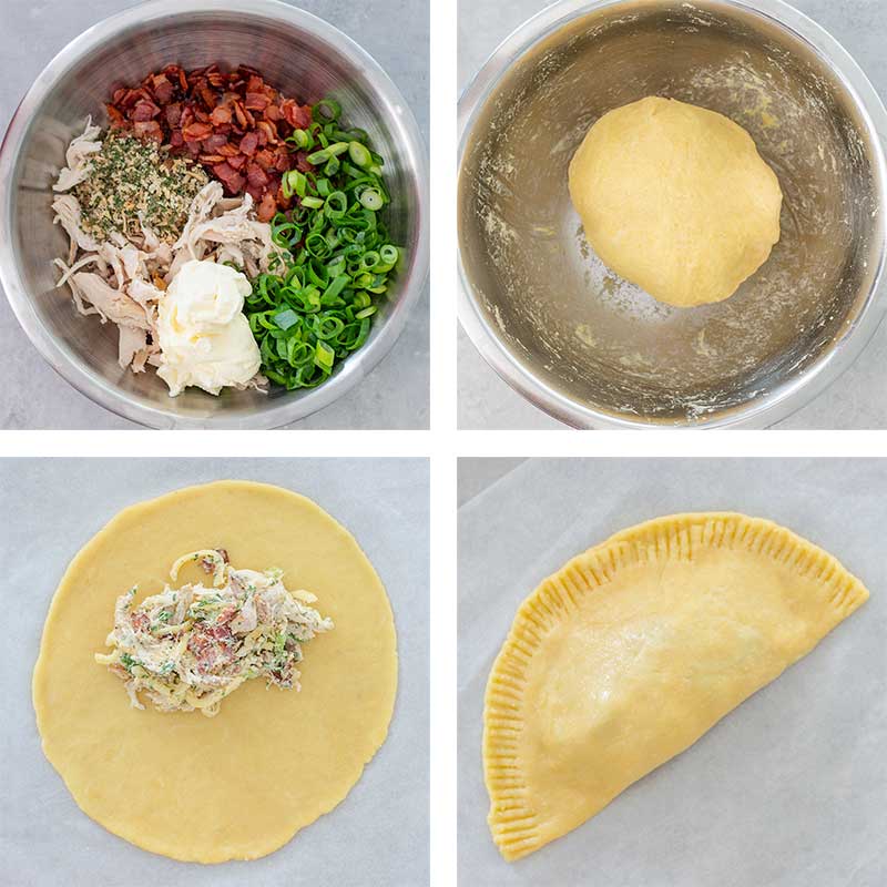 Keto Chicken Bacon Calzones Ingredients - folded pizza recipe