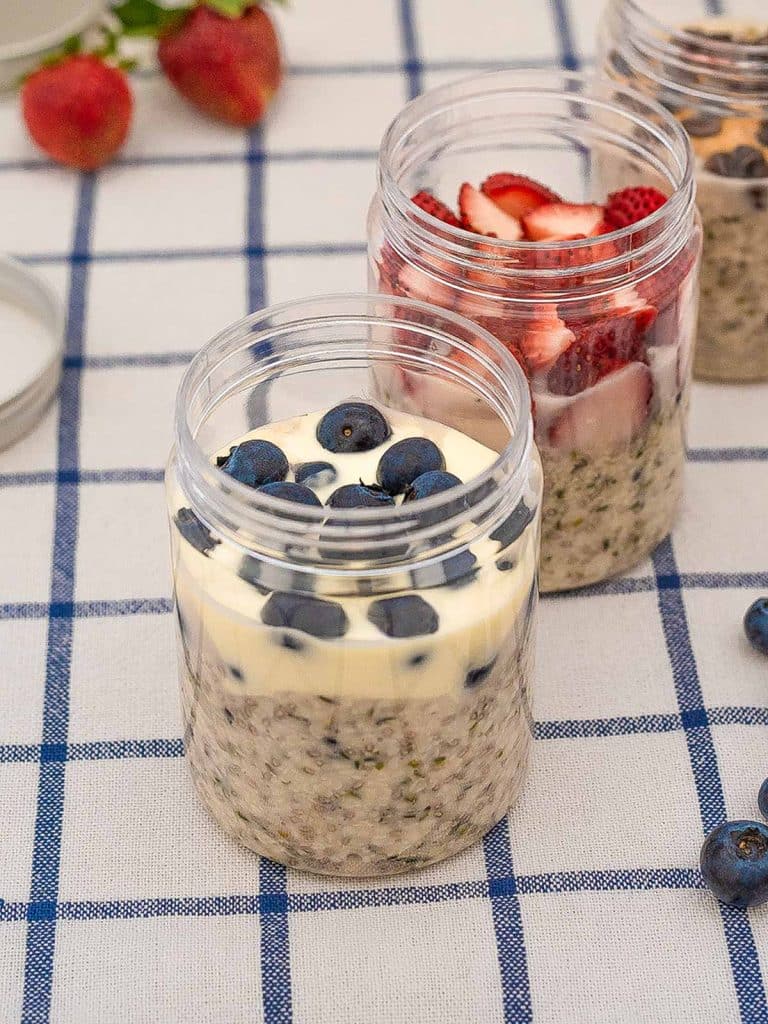 3 jars of keto overnight oats.