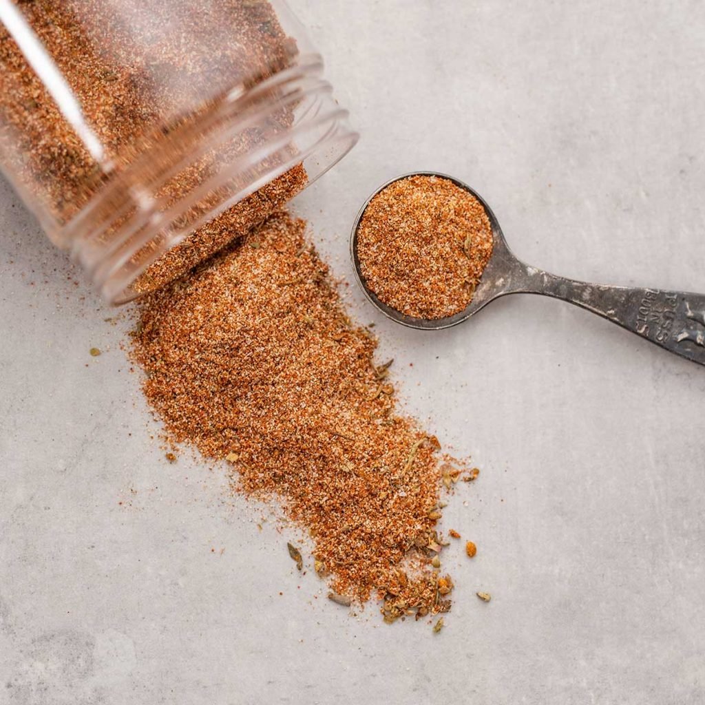 Cajun Spice mix spilled form a tipped jar