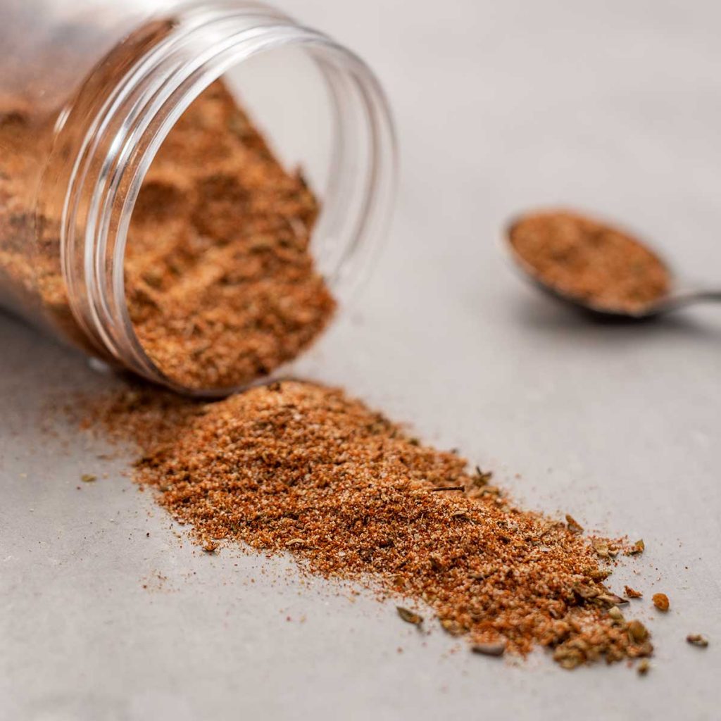 Cajun Spice mix spilled form a tipped jar
