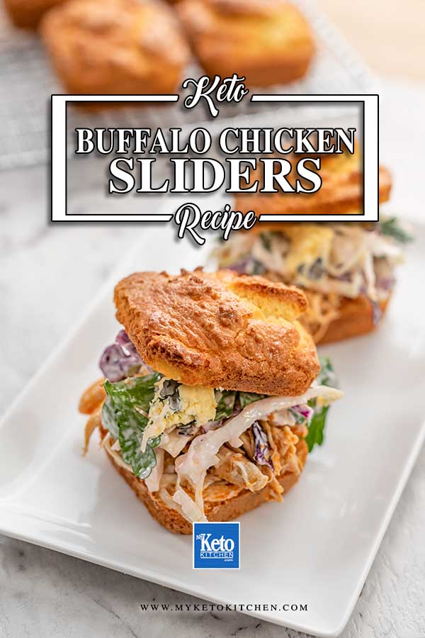 Keto Buffalo Chicken Sliders on a white plate