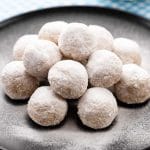keto snowball cookies on a plate