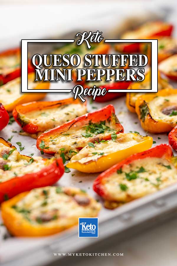 Keto Quest Stuffed Mini Peppers on a lined cookie sheet