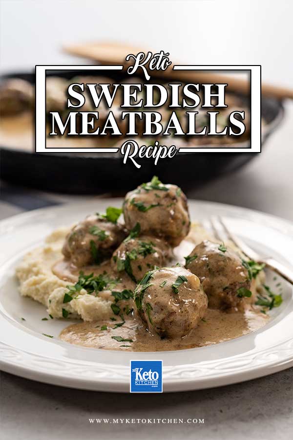 Keto Swedish Meatballs on a plate with cauliflower mash