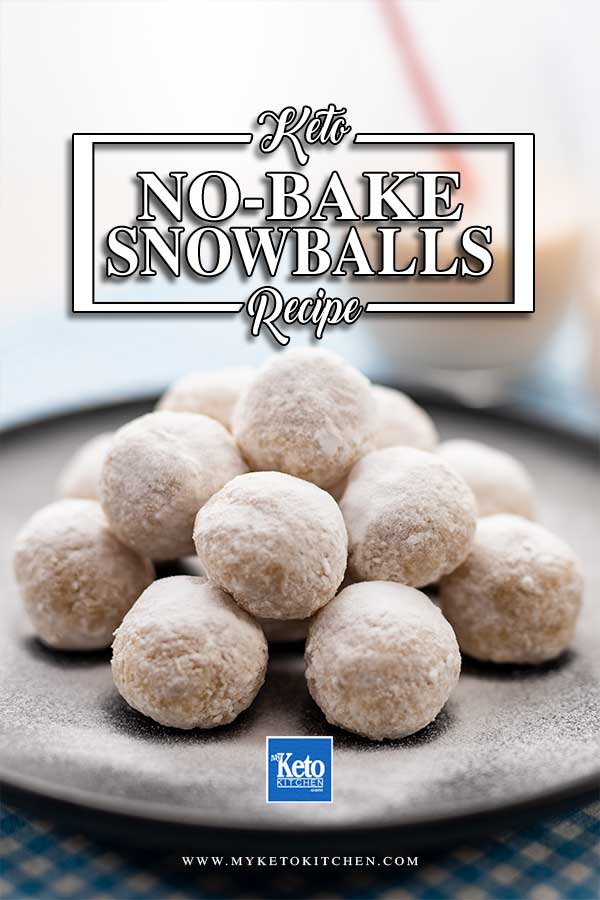 Keto Snowball Cookies on a black plate