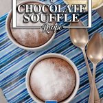 Keto Sugar-Free Chocolate Souffle on a striped blue napkin with 2 silver spoons