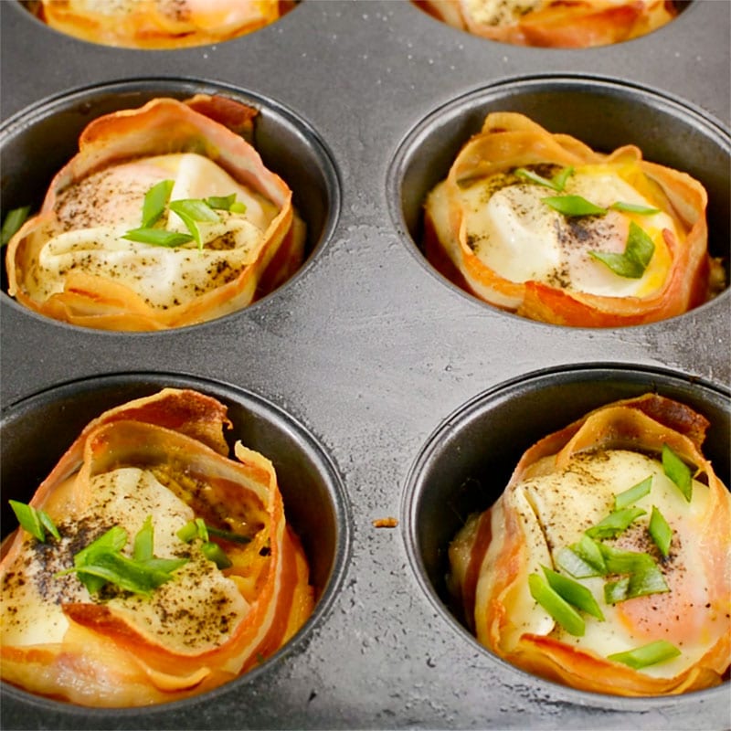 Baked Pancetta Egg Cups in the pan