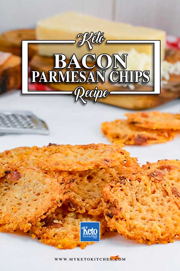 Keto Bacon Parmesan Chips on a white table