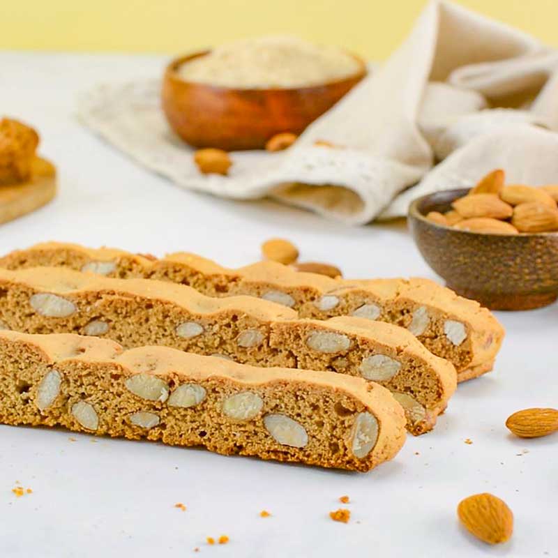 Keto Almond Biscotti on a white table