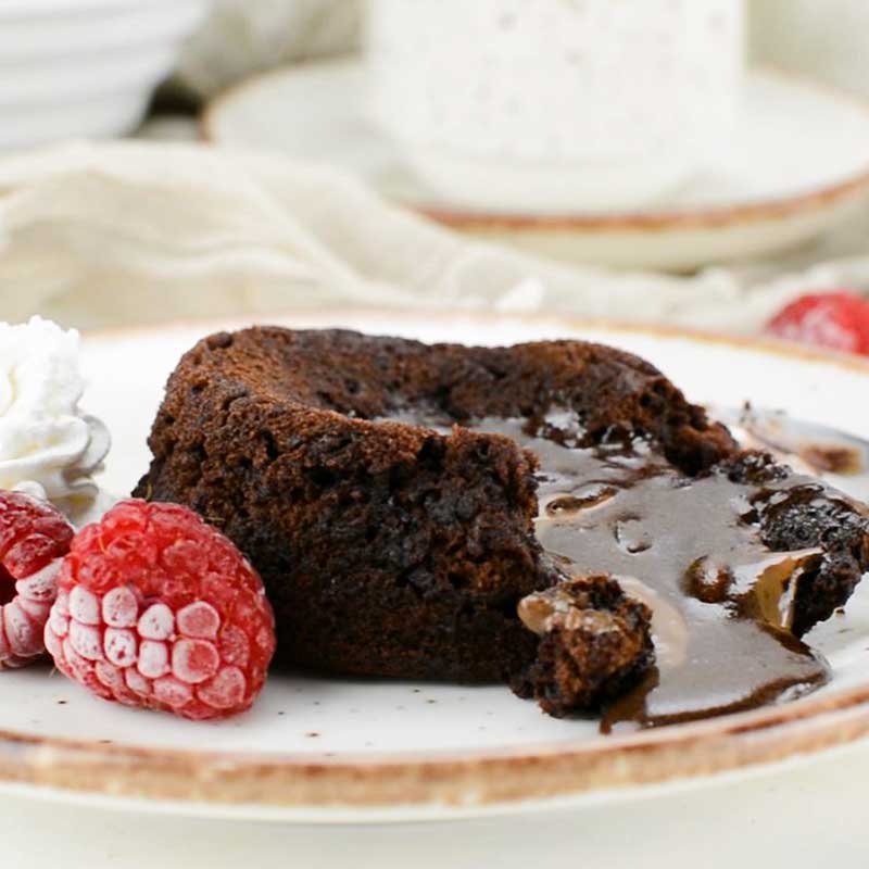 Keto Chocolate Lava Cake on a white plate
