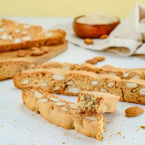 Keto Almond Biscotti on a white table