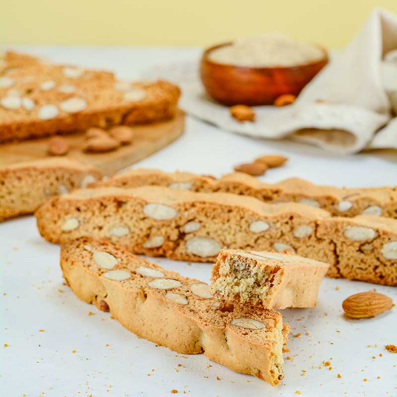 Keto Almond Biscotti on a white table