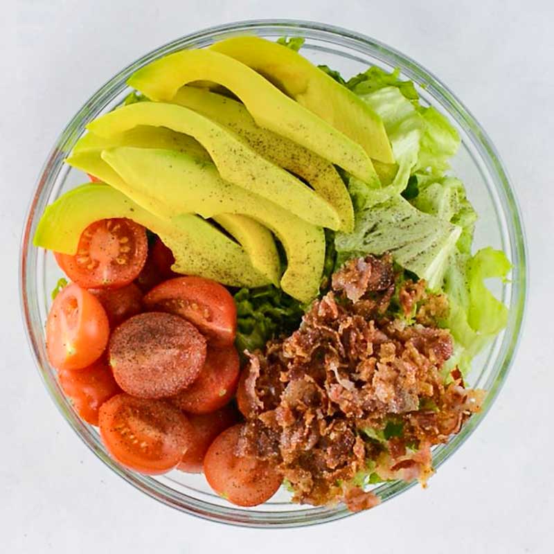 Keto BLT Salad in a mixing bowl