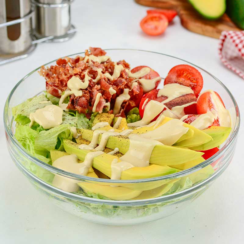 Keto BLT Salad in a mixing bowl
