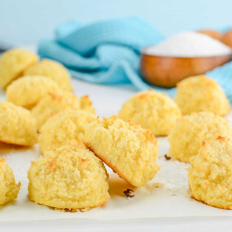 Keto Coconut Macaroons on a white table