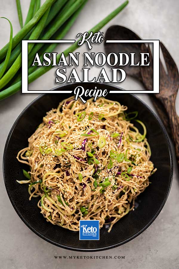 Keto Asian Noodle Salad in a black bowl