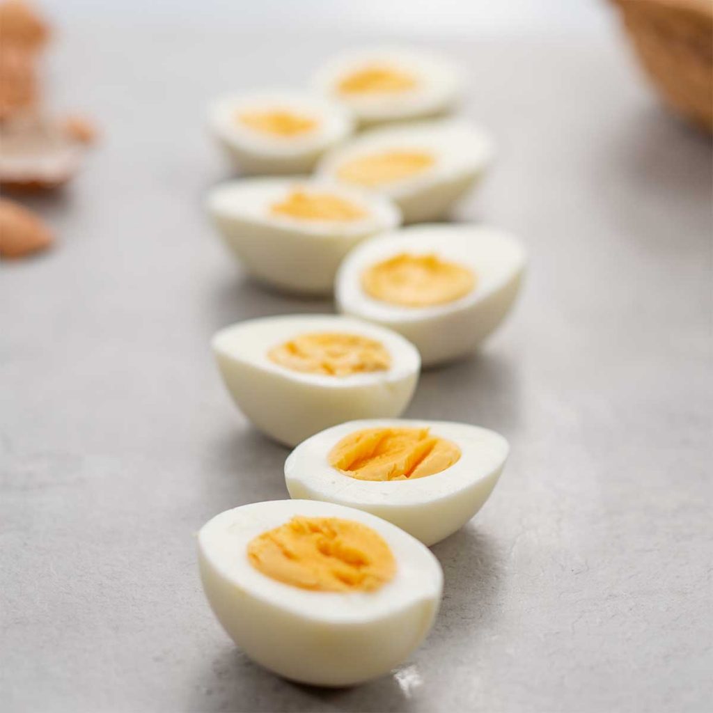Hard Boiled Eggs on a grey surface