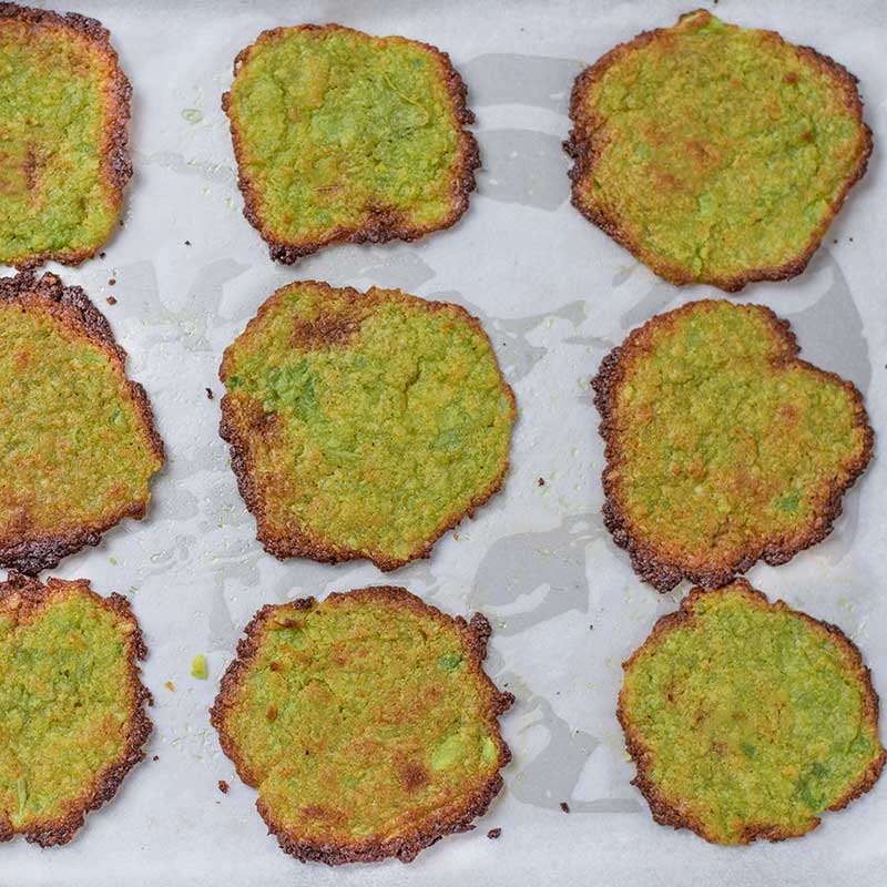 Keto Avocado Chips on a baking sheet