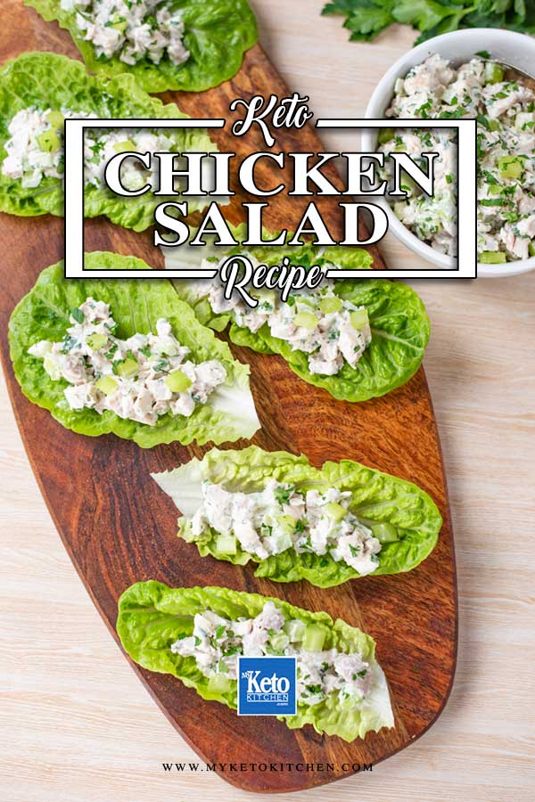 Low Carb Chicken Salad Wraps on a wooden board