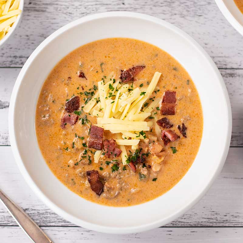 How to make Keto Bacon Cheeseburger Soup