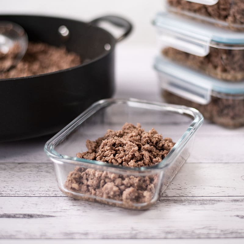 Keto Basic Ground Beef in containers for storage