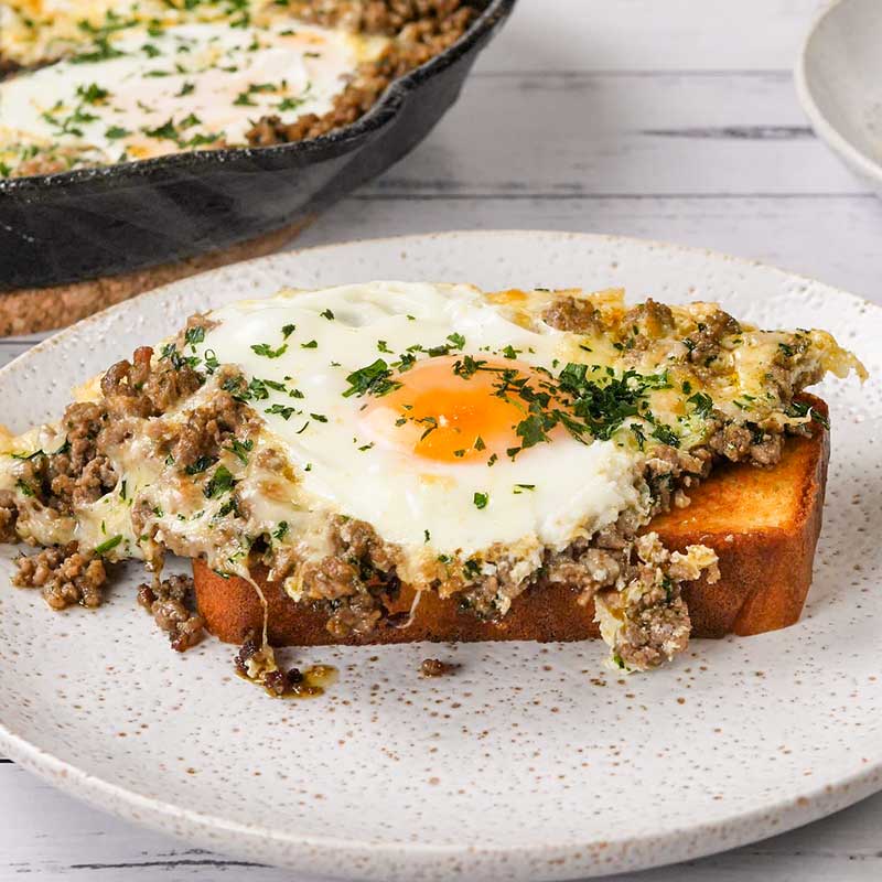 Carnivore Baked Eggs on a slice of low carb toast