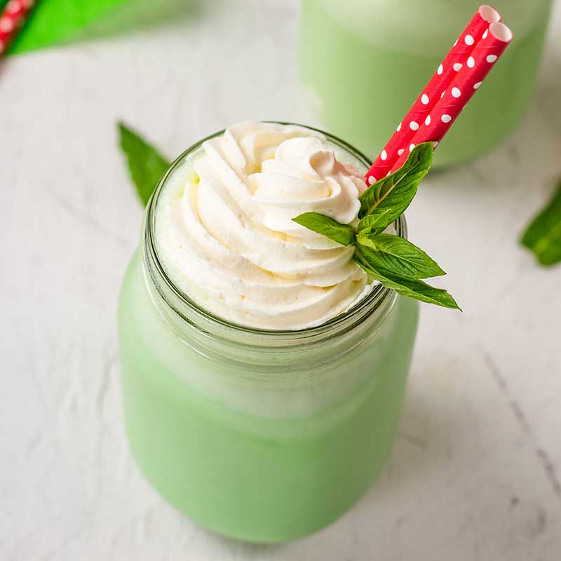 Keto Shamrock Shake topped with whipped cream