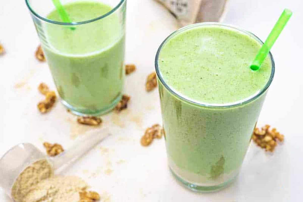 Keto Avocado and Peanut Butter Smoothie in a Glass