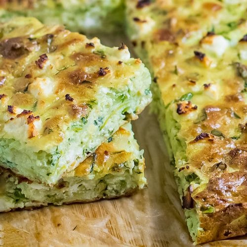 Keto Zucchini Slice with Cheddar & Feta Easy Bake!