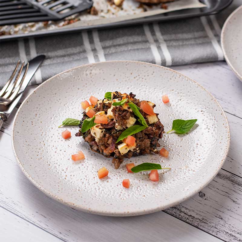 Keto Greek Stuffed Mushrooms on a plate