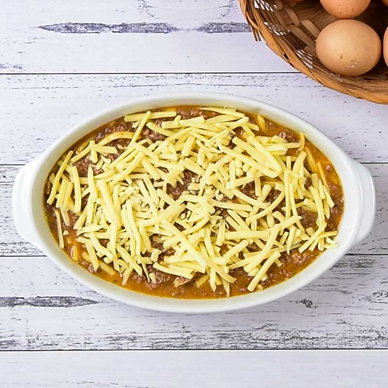 Keto Taco Casserole Ingredients in a casserole dish