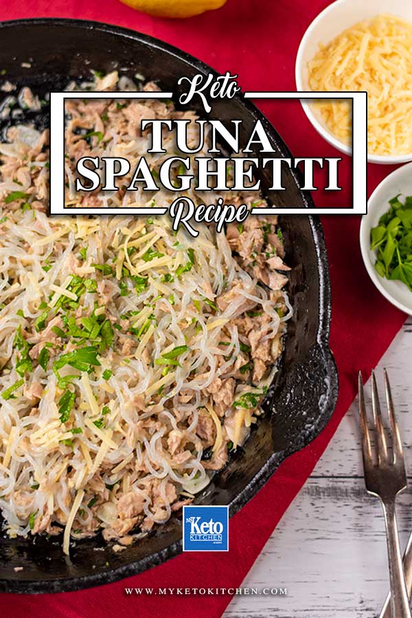 Low Carb Tuna Spaghetti in a skillet