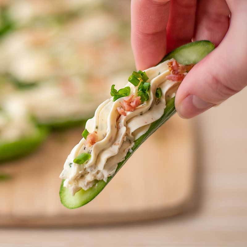 Keto Bacon Ranch Stuffed Cucumbers