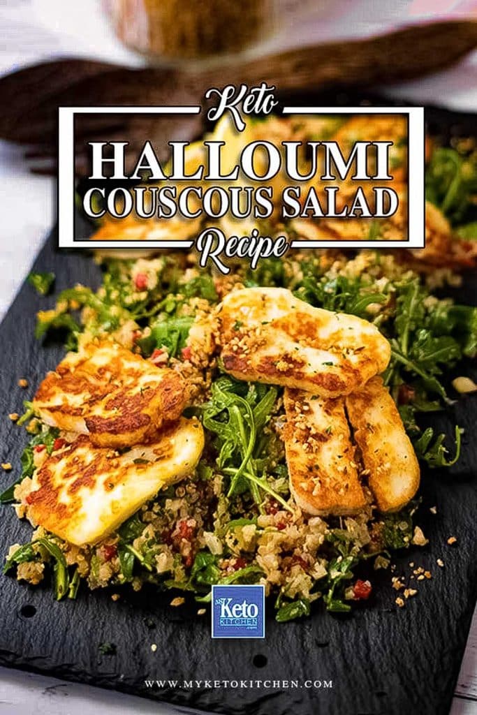 Keto Halloumi Salad with Delicious Cauliflower Couscous.