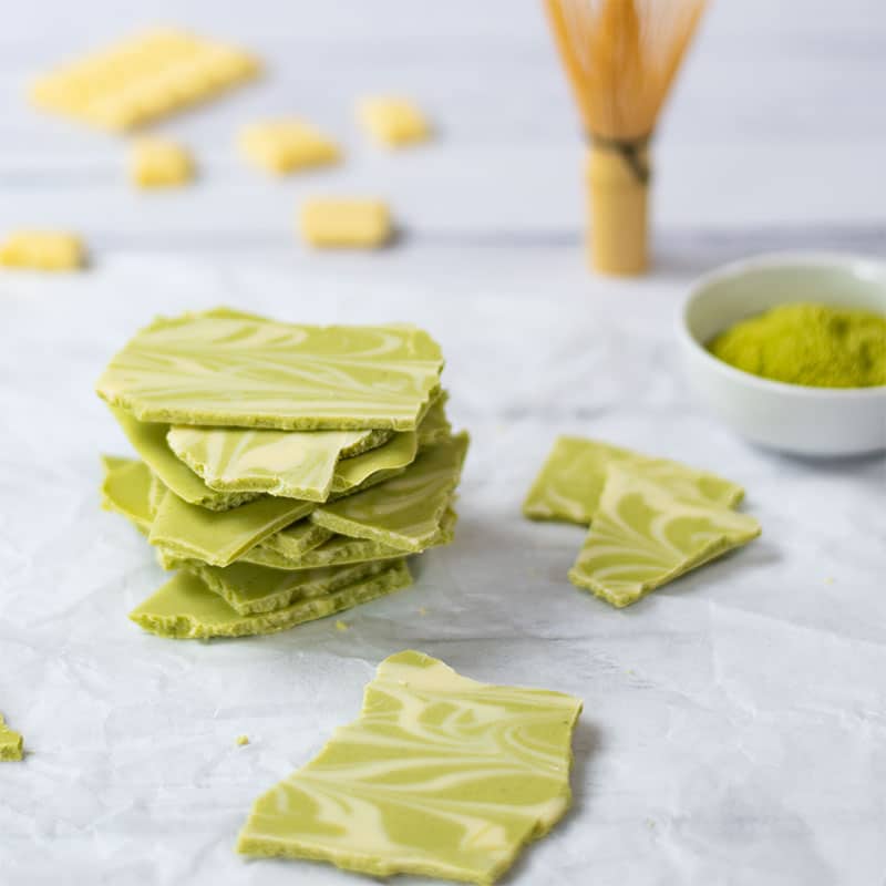 Keto White Chocolate Matcha Bark