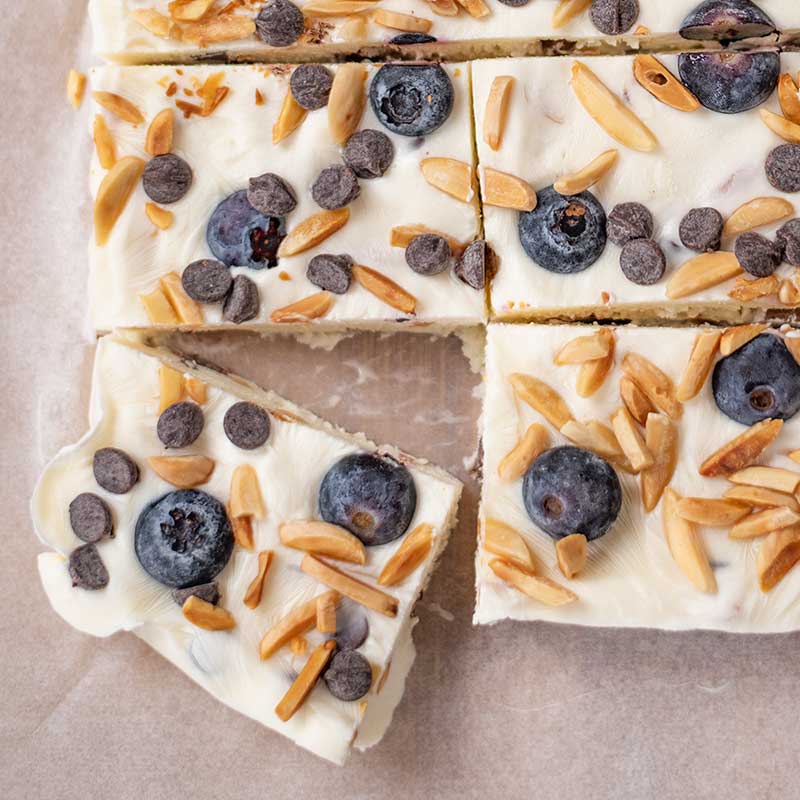 Keto Blueberry Frozen Yogurt Bars