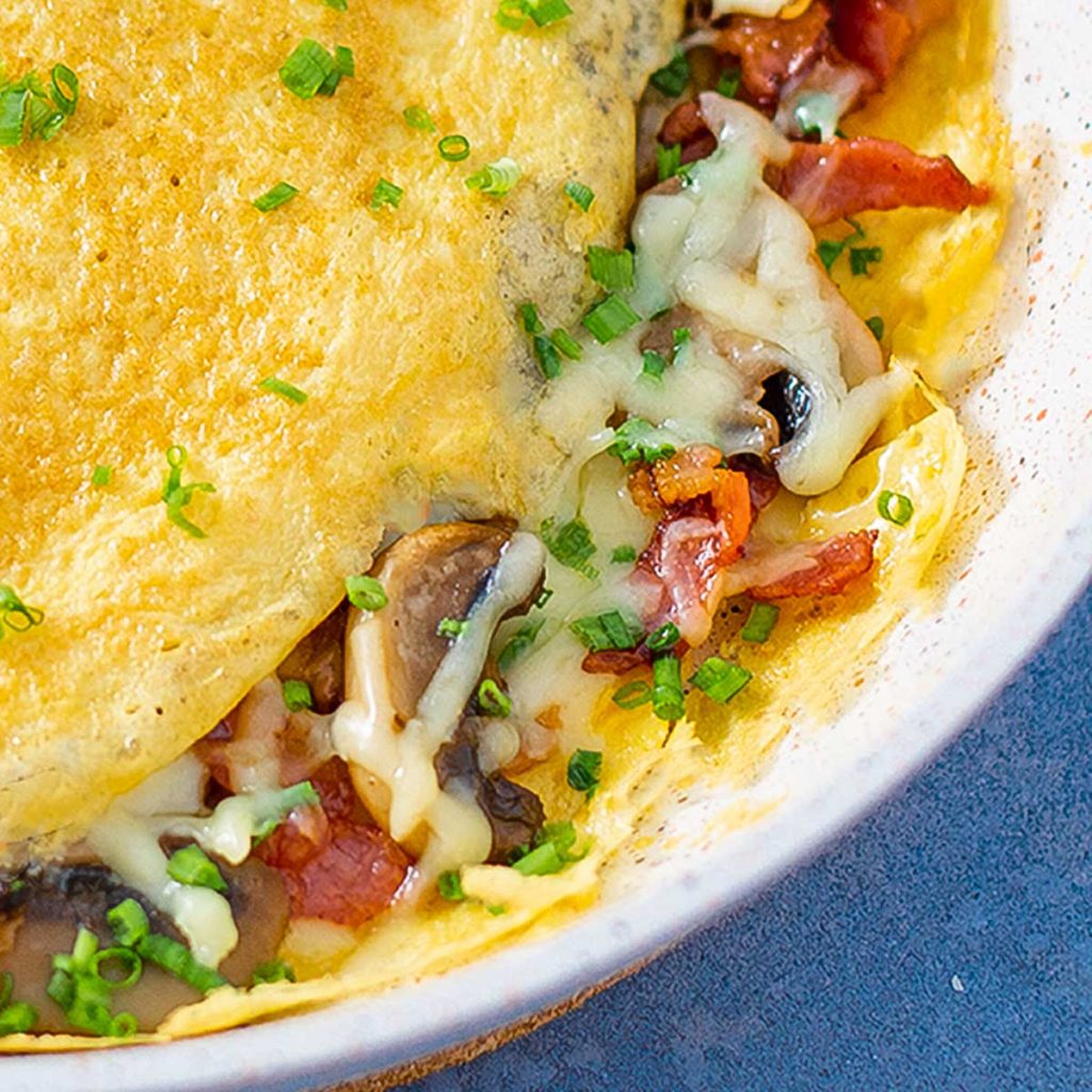 Keto omelet on a blue plate