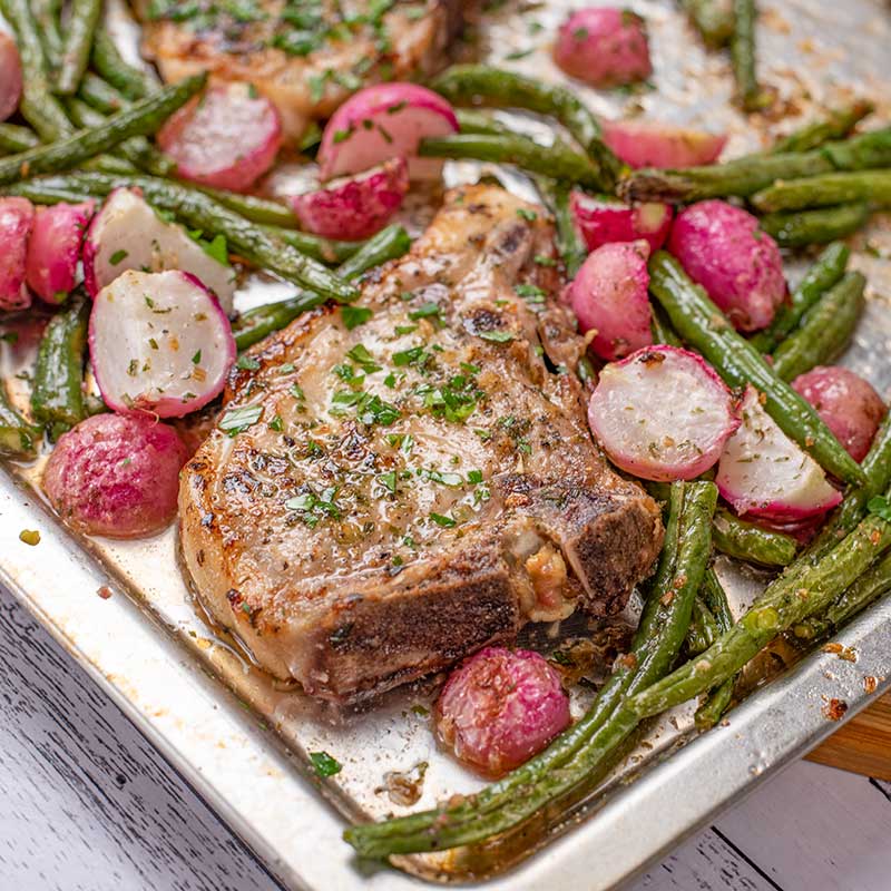 Keto Sheet Pan Ranch Pork Chops