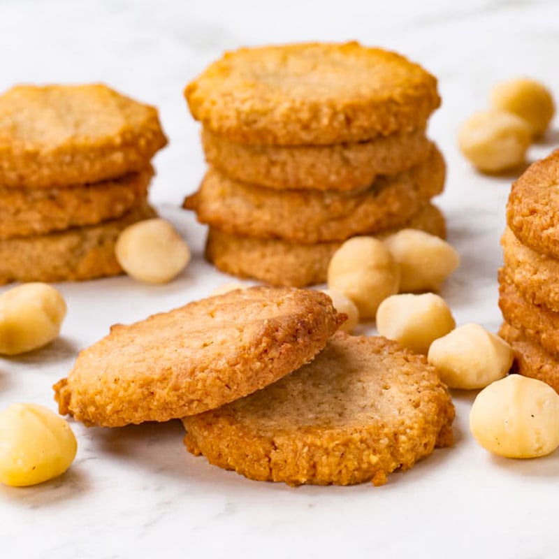 Keto Macadamia Nut Cookies on a plate