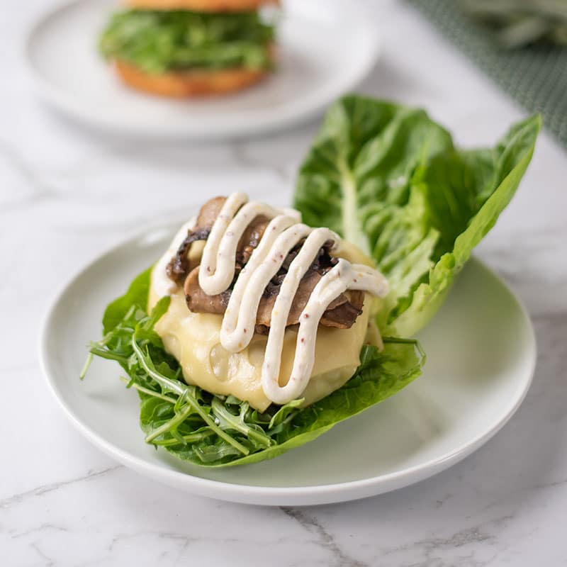 Lettuce wrapped Keto Turkey Burgers on a plate