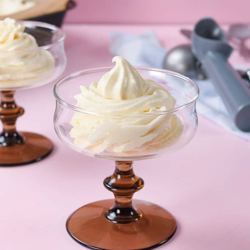Keto Soft Serve Ice Cream in a glass made with low-carb ingredients