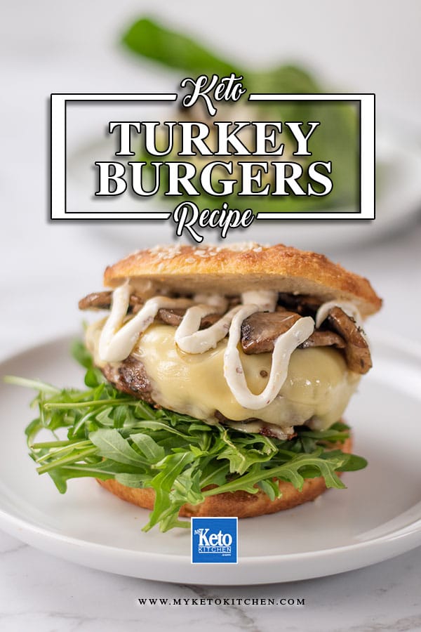 Keto Swiss Mushroom Turkey Burger on a plate