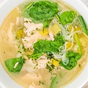 Keto Chicken Noodle Soup in a Bowl